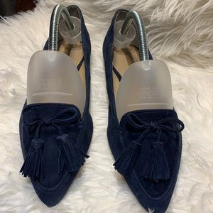 URSULA TASSEL LOAFERS - NAVY SUADE